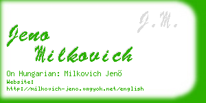 jeno milkovich business card