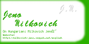 jeno milkovich business card